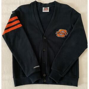 Barbarian Rugby Cardigan Sweater Oklahoma State Black Men's Medium VTG